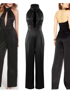 Guess Black Halter Jumpsuit with Keyhole Front SZ 10